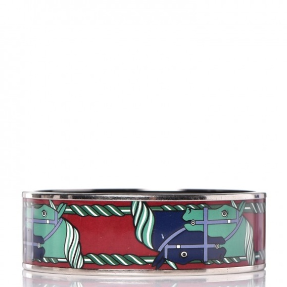 HERMES Enamel Printed Wide Quadrige Bracelet 75 - Picture 2 of 6
